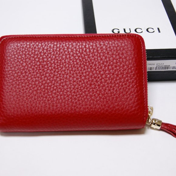 Gucci Soho Red Leather Zip Around Wallet Purse - Picture 4 of 7